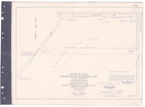 Survey of Subdivision 56, Rancho El Rio de Santa Clara o la Colonia