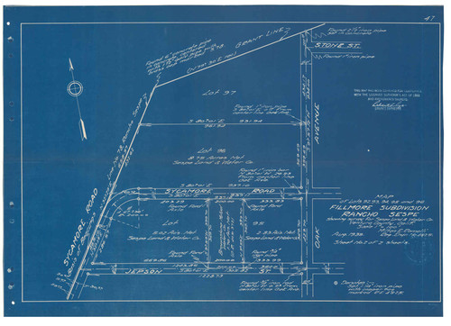 Survey of Lots 92, 93, 94, 95, 96 Fillmore Subdivision, Rancho Sespe (2 of 2)