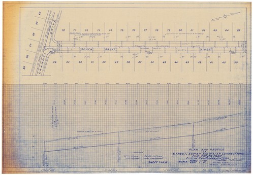 Plan and Profile of Street, Sewer, and Water Connections of Five Points Park (7 of 13)