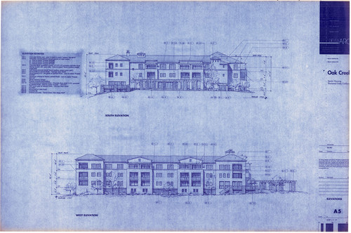 South and West Elevations for Oak Creek Senior Housing, Thousand Oaks