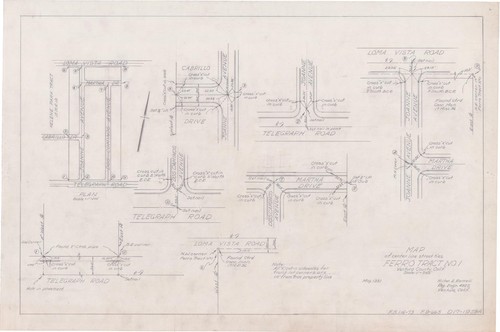 Map of Centerline Street Ties, Ferro Tract No. 1