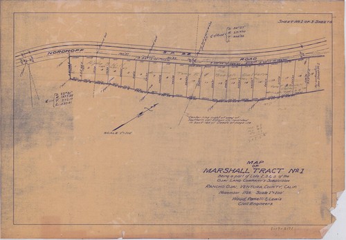 Plat Map of Marshall Tract No. 1, Rancho Ojai (1 of 3)