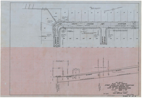 Street, Sewer and Water Connections Plan and Profile, El Camino Ranchos No. 1 (8 of 12)