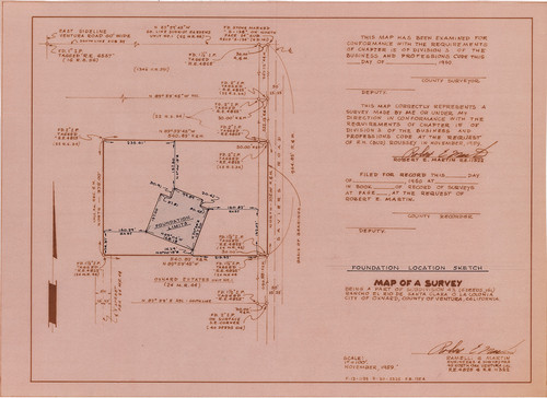 Foundation Location Sketch, Subdivision 43, Rancho El Rio de Santa Clara o la Colonia