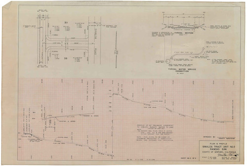 Street, Water Connections and Drainage Plan and Profile, Sinaloa Tract, Unit No. 2, Rancho Simi (5 of 5)