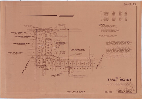 Map of Tract 1272, Subdivision 43, Rancho El Rio de Santa Clara o la Colonia