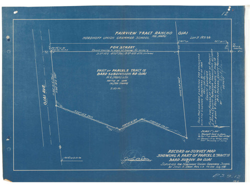 Survey of Part of Parcel 2 Tract 15 Bard Subdivision Rancho Ojai