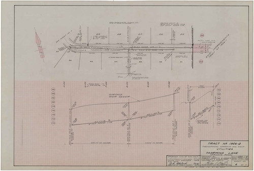 Plan and Profile of Utilities for Segment of Taormina Lane, Tract Number 1956-2, Ojai (6 of 7)