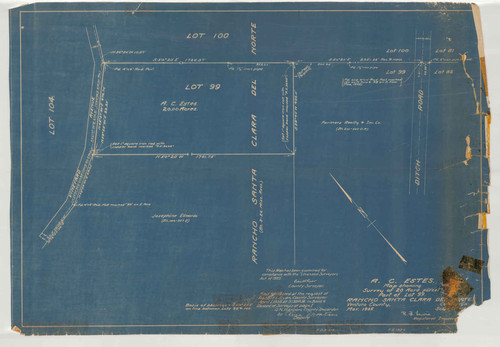 Survey of Lot 99, Rancho Santa Clara del Norte