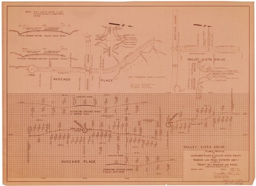 Plan and Profile of Avocado Place and Valley Vista Drive, Rancho Las Posas