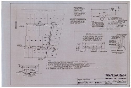 Water Plan and Details for Tract No. 1266-2, Ventura County (1 of 4)