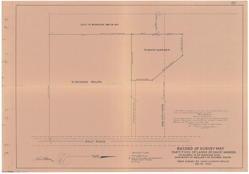 Partition of Lands of David Warner in Subdivision 15, Rancho Ojai