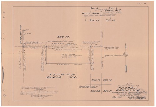 Survey of Section 17 T2N R18W, Rancho Simi