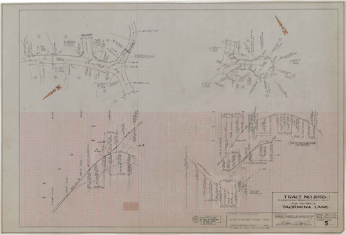 Plan and Profile of Taormina Lane Intersection and Cul-de-sac, Tract Number 1956-1, Ojai (5 of 13)