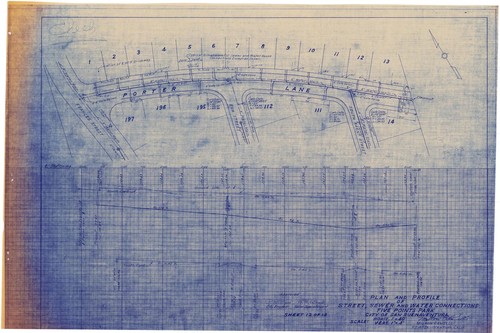 Plan and Profile of Street, Sewer, and Water Connections of Five Points Park (12 of 13)