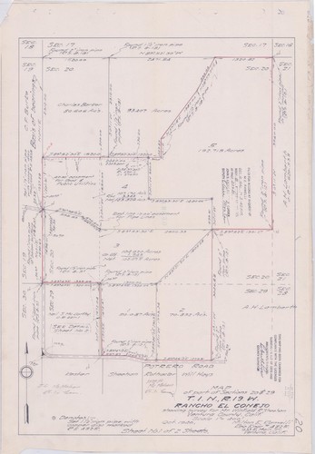 Survey of Sections 20 & 29 T1N R19W, Rancho El Conejo