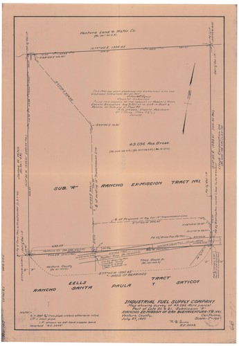 Survey of Lots 20 and 21 of Subdivision R, Rancho Ex-Mission San Buenaventura