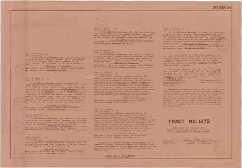 Title Sheet for Tract No. 1272 Subdivision 43, Rancho El Rio de Santa Clara o la Colonia