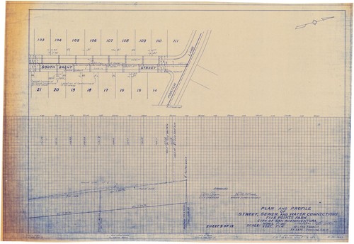 Plan and Profile of Street, Sewer, and Water Connections of Five Points Park (9 of 13)