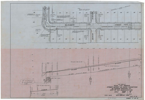 Street, Sewer and Water Connections Plan and Profile, El Camino Ranchos No. 1 (4 of 12)