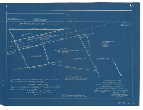 Survey of Section 11 T1N R20W, Rancho El Conejo