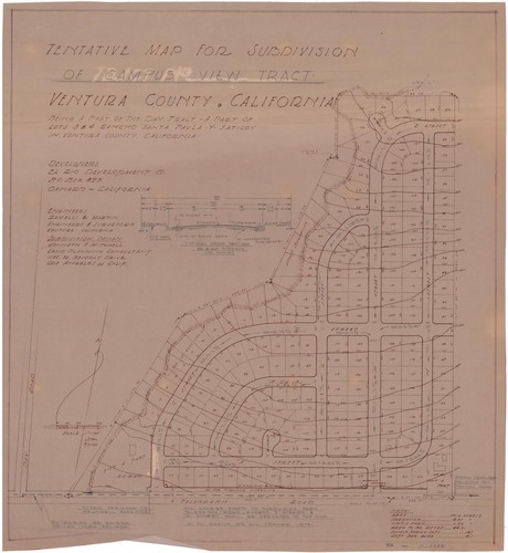 Tentative Map for Subdivision of Campus View Tract, Rancho Santa Paula y Saticoy