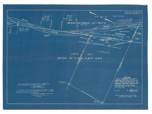 Survey of Lot 1 Section 34 T4N R21W and Lot 1 Tract B, Rancho Ex-Mission