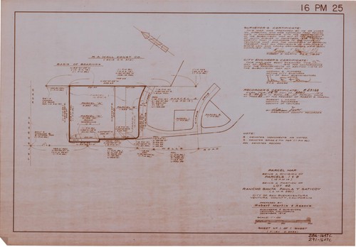 Parcel Map of Division of Parcels 1 and 2 in a Portion of Lot 42, Rancho Santa Paula y Saticoy