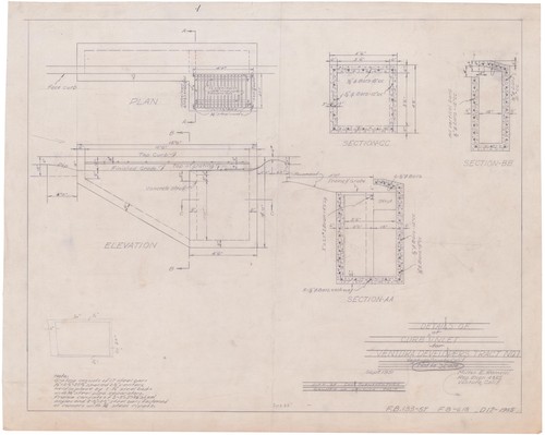 Details of Curb Inlet for Ventura Developers Tract 1