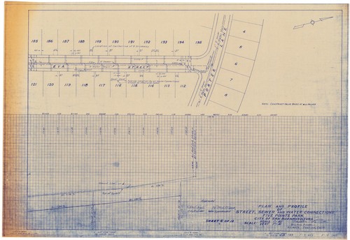Plan and Profile of Street, Sewer, and Water Connections of Five Points Park (6 of 13)