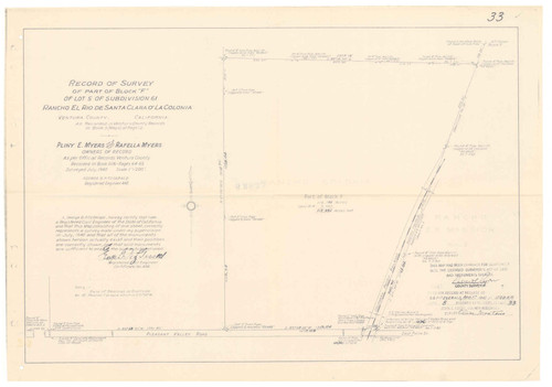 Survey of Block "F" of Lot 5 of Subdivision 61, Rancho El Rio de Santa Clara o la Colonia