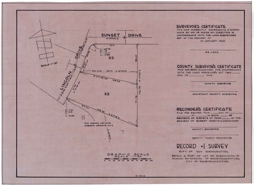 Record of Survey of Part of Lot 30, Subdivision "R", Rancho Ex-Mission