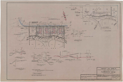 Map of Grading Plan of Taormina Lane, Tract Number 1956-3, Theosophical Community Care Building, Ojai