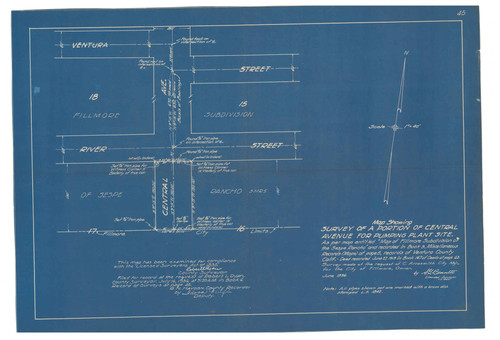 Survey of a Portion of Central Avenue For Pumping Plant Site