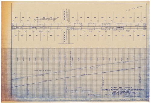 Plan and Profile of Street, Sewer, and Water Connections of Five Points Park (8 of 13)