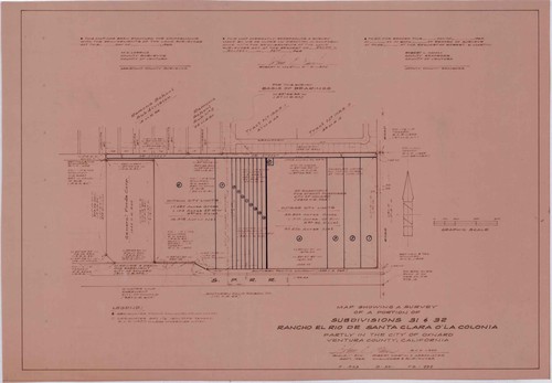 Survey Map of a Portion of Subdivisions 31 and 32, Rancho El Rio de Santa Clara o la Colonia