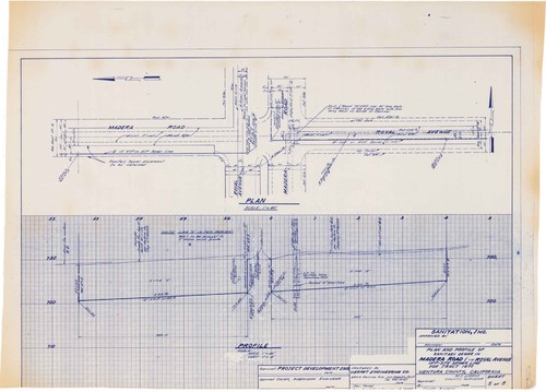Plan and Profile, Madera Road and Royal Avenue Sewer Line, Tract No. 1670, Simi Valley (5 of 8)