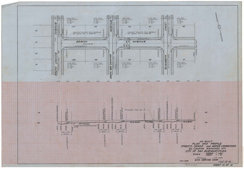 Street, Sewer and Water Connections Plan and Profile, El Camino Ranchos No. 1 (10 of 12)