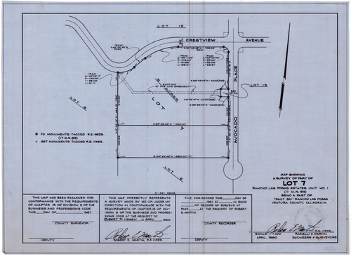 Survey of Part of Lot 7, Rancho Las Posas Estates, Unit No. 1, Rancho Las Posas