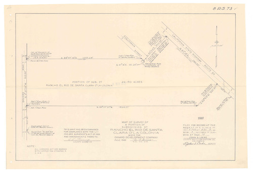 Survey of Subdivision 37 Rancho El Rio de Santa Clara o la Colonia