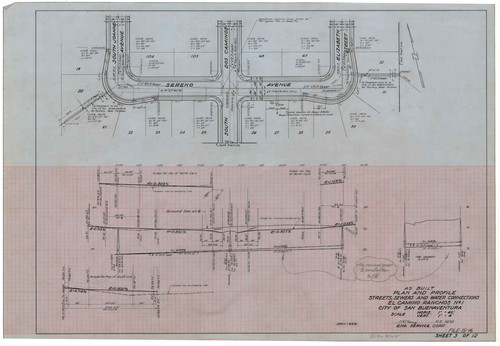 Street, Sewer and Water Connections Plan and Profile, El Camino Ranchos No. 1 (3 of 12)