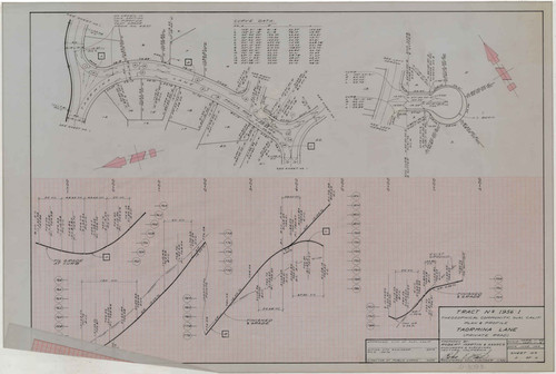 Plan and Profile of Taormina Lane Intersections and Taormina Court, Tract Number 1956-1, Ojai (2 of 2)