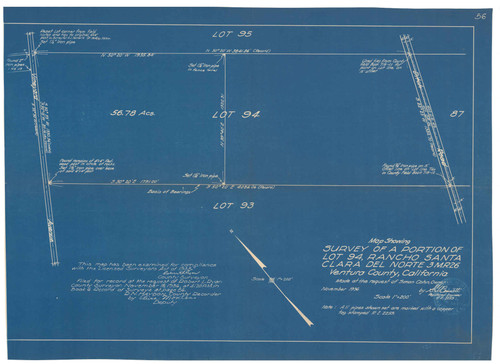 Survey of a Portion of Lot 94, Rancho Santa Clara del Norte