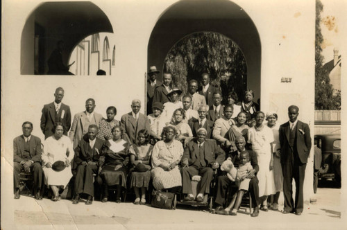 Congregation in front of the First AME Church Santa Monica at 1647 19th Street