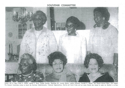 Women on the souvenir program committee commemenrating the dedication of Philamathean's new home at 1810 Broadway