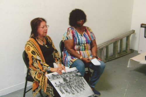 LaRita Brown (left) and Dorothy Fuller-Dudley (right) during an 18th Street Arts Center interview about The Terryettes