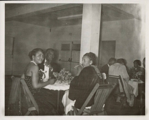 People at a social event at the Masonic Lodge