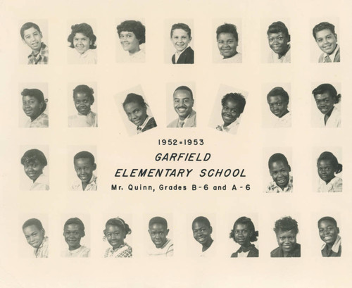 Alfred T. Quinn and his sixth grade students at Garfield School during 1952-53 school year