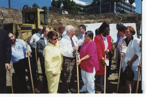 Judy Abdo (middle, in a pink top) and others at the New Hope Housing Services groundbreaking ceremony in Santa Monica