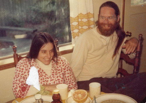 Judy Abdo and her friend Bill Gaidzik at the 'E.J. Vawter House' (504 Pier Avenue) in Santa Monica